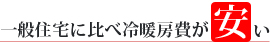 一般住宅に比べ冷暖房費が安い